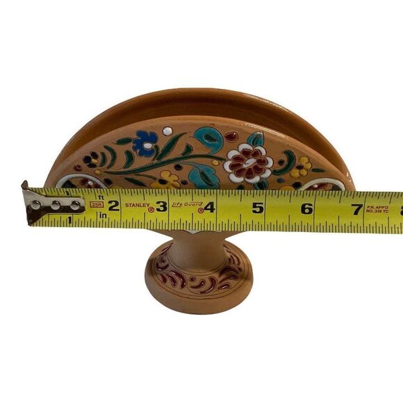 Vintage Keramik Manousakis Hand Painted Greece Ceramic Floral Fan Vase Signed - Picture 3 of 5